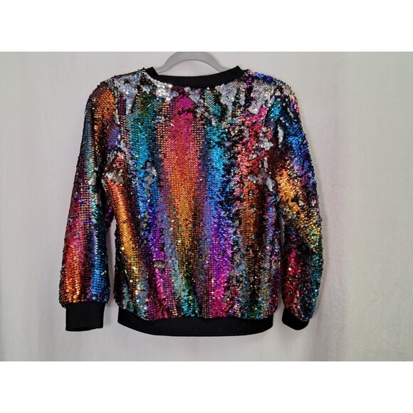Jojo's Closet Two Way Rainbow Sequin Bomber Jacket Jojo Siwa Size XL 14/16 - Picture 4 of 12